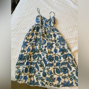 Zara paisley blue and white midi dress. Fitted top section